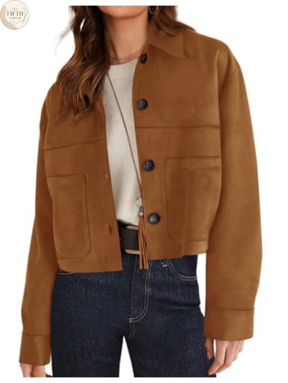 Faux Suede Shacket Lightweight Cropped Casual Jacket